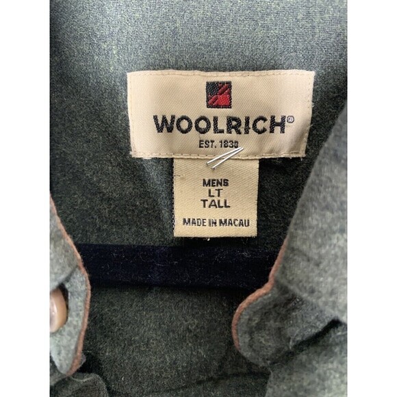 Woolrich Flannel Feel Cotton Button Shacket Green Outdoor Sz LT - Picture 5 of 6